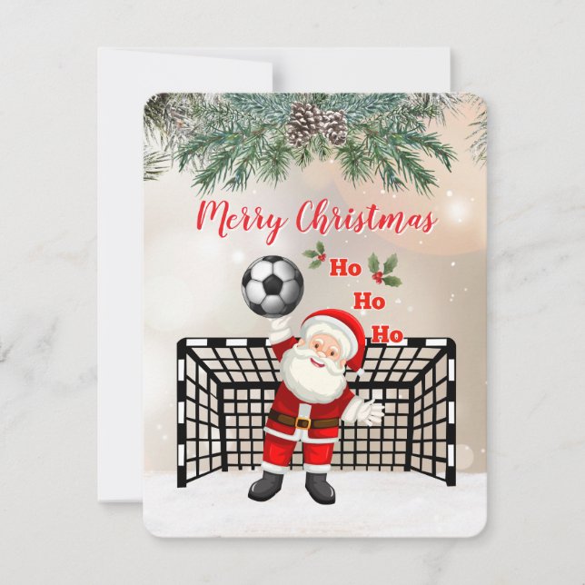 Cartão de Natal de Futebol Papai Noel Futebol (Frente)