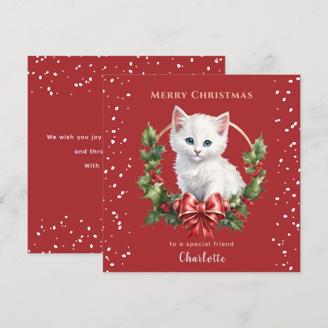 Cartão de Natal de Gatinho Vermelho Gatinho Vermel (Frente/Verso)