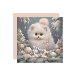 Cartão de Natal De Gato Branco Fluffy