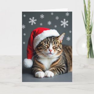 Cartão de Natal de Gato com Chapéu