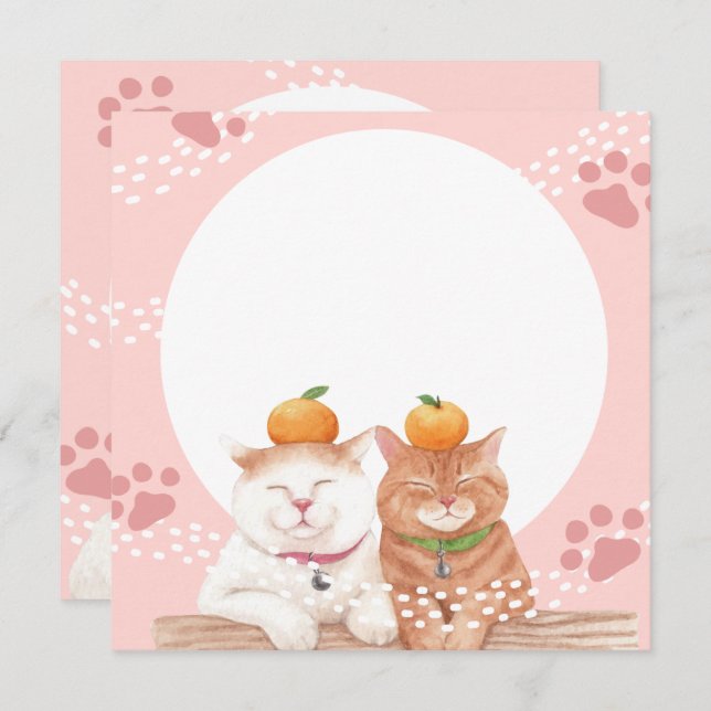 Cartão de Natal de Gatos (Frente/Verso)