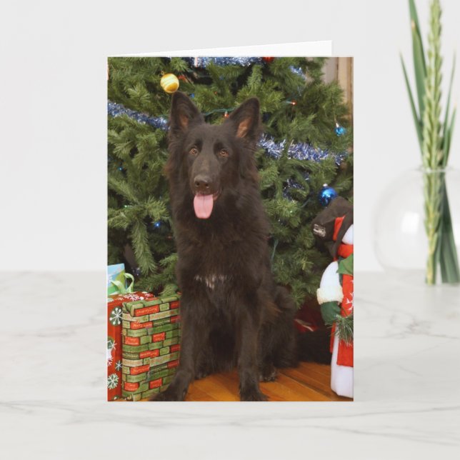 Cartão de Natal de German shepherd Preto (Frente)