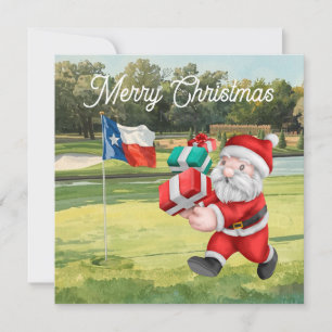 Cartão de Natal de Golfe com Papai Noel do Texas