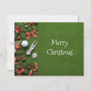Cartão de Natal de golfe com Papai Noel e bola de