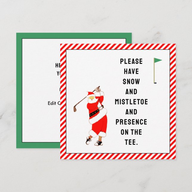 Cartão de Natal de Golfe Criativo (Frente/Verso)