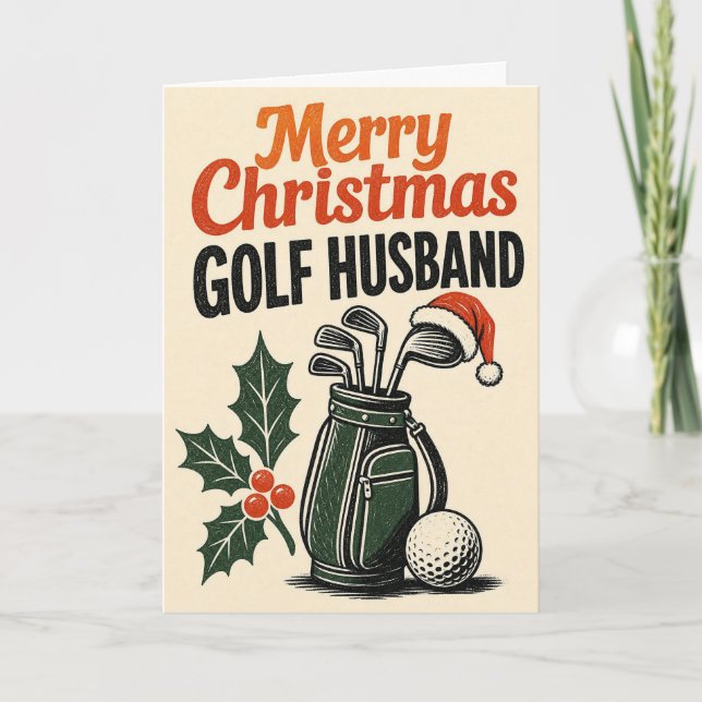 Cartão de Natal de Golfe para Marido (Frente)
