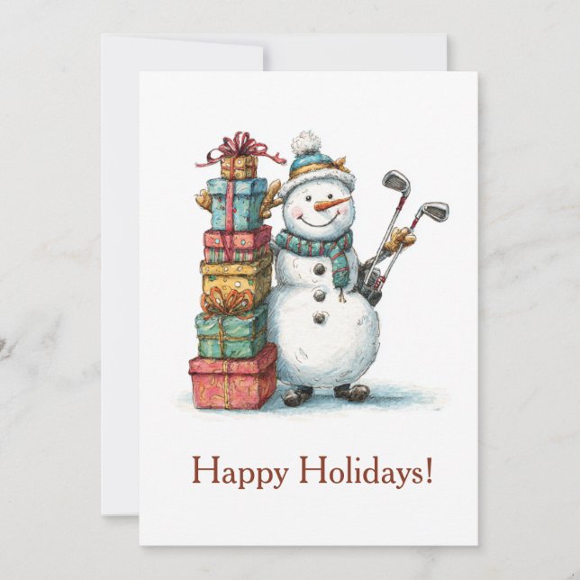 Cartão de Natal de Golfe Saudações de Fim de Ano (Frente)