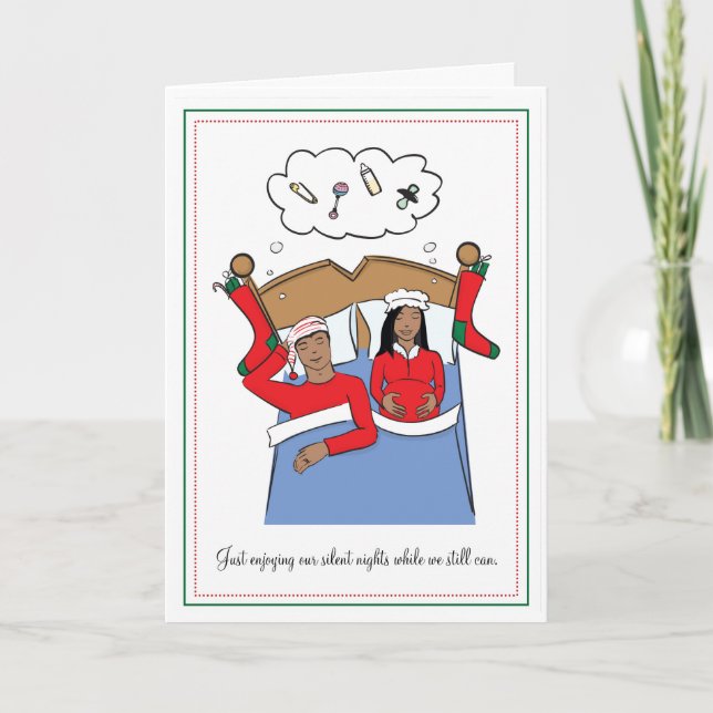 Cartão de Natal de Gravidez - Afro-Americano (Frente)