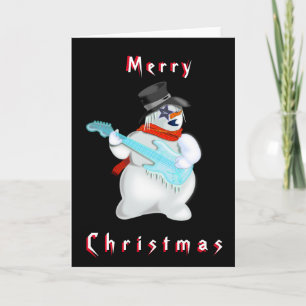 Cartão de Natal de Guitarrista de Rock Snowman