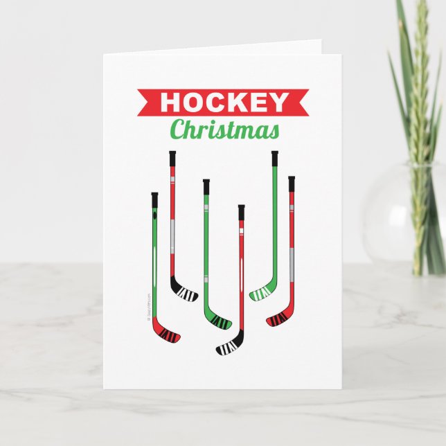 Cartão de Natal de Hockey Sticks (Frente)