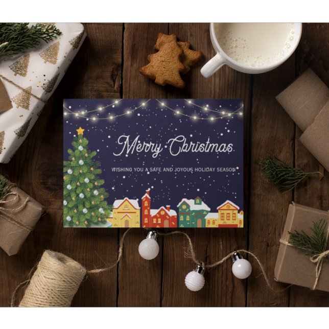 Cartão de Natal de Holiday Town Scene 1 (Criador carregado)
