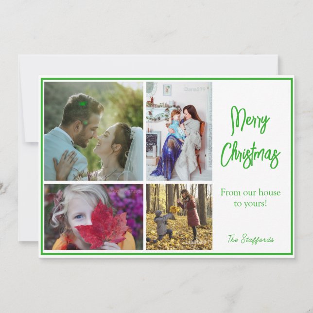 Cartão de Natal de Holly Green Feliz (Frente)