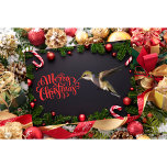 Cartão de Natal de Hummingbird<br><div class="desc">Cartão de Natal de Hummingbird com canetas doces e ornamentos à volta da borda.</div>