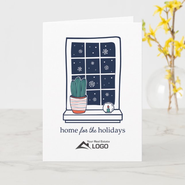 Cartão de Natal de Imóveis Para Casa Nas Férias (Flor Amarela)