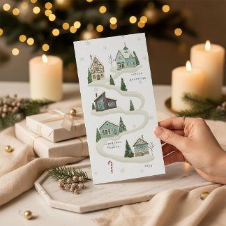 Cartão de Natal de Inverno com Pequena Aldeia de N