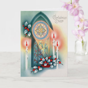 Cartão de Natal de janela de igreja antiga
