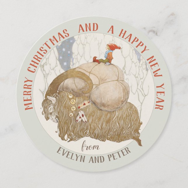 Cartão de Natal de John Bauer Yule Julbocken (Frente)