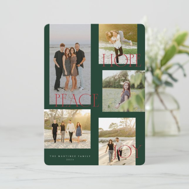 Cartão de Natal de Joy Esperança de Paz (Em pé/Frente)