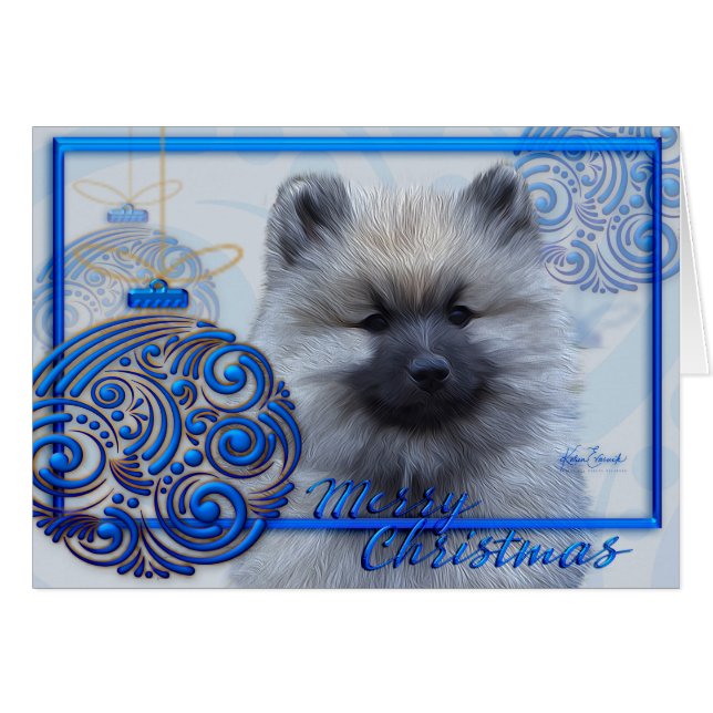 Cartão de Natal de Keeshond do Coletor de 2017 (Frente Horizontal)