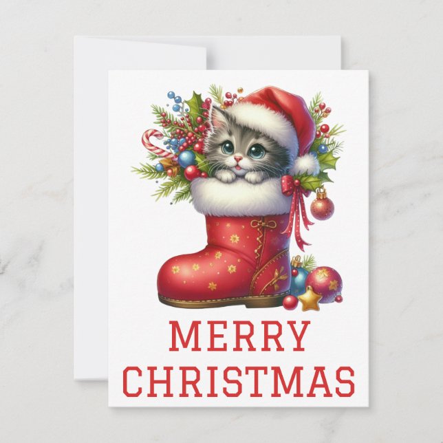 Cartão de Natal de Kitten Bonito (Frente)