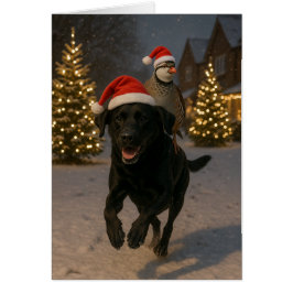 Cartão de Natal de Labrador Preto e Perdiz