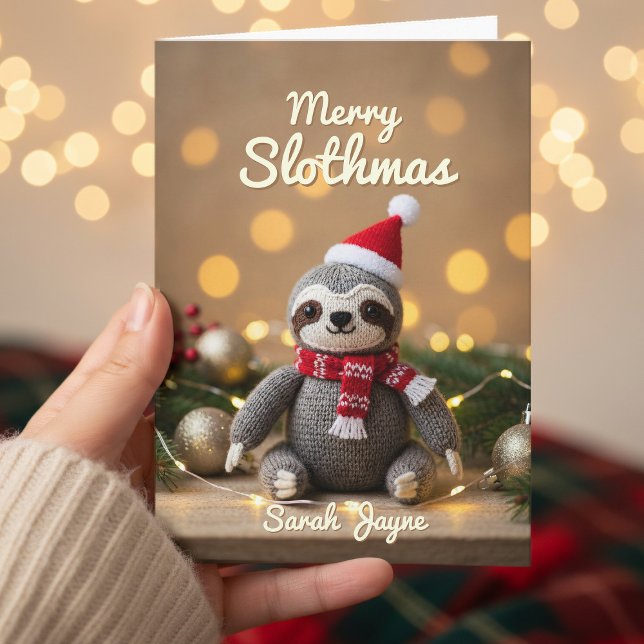 Cartão de Natal de Lama de feliz (Tis the Season to be a Sloth. Send your Merry Slothmas cards soon!)