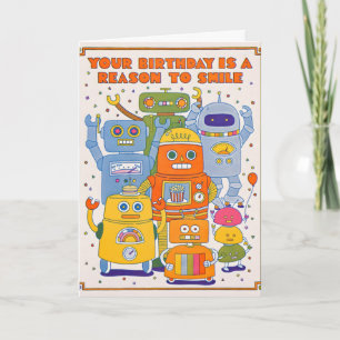 Cartão de Natal de Letterpress com Sorriso de Robô