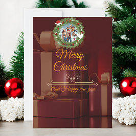 Cartão de Natal de Luxo Preto e Dourado