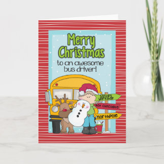 Cartão de Natal de Motorista de Ônibus Escolar