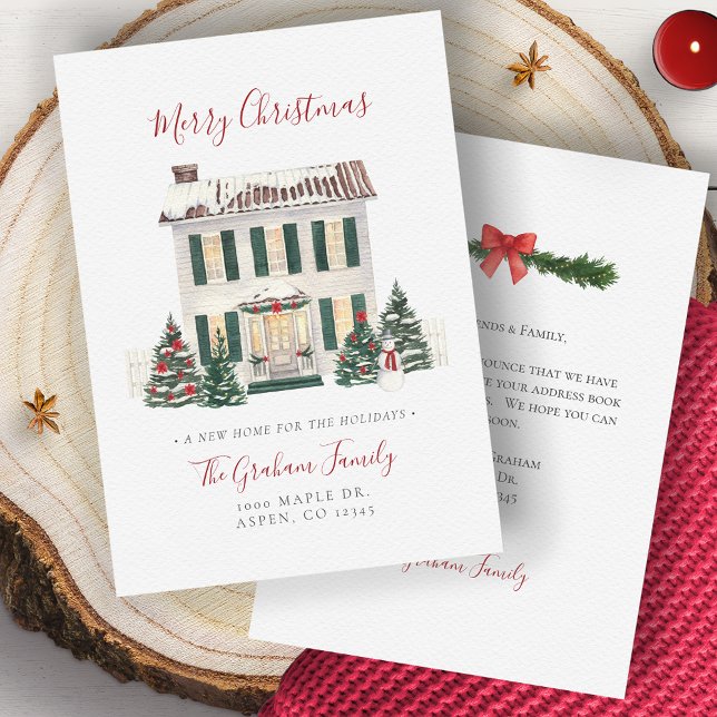 Cartão de Natal de Mudança de Endereço da Casa (Change Of Address House Merry Christmas Card)