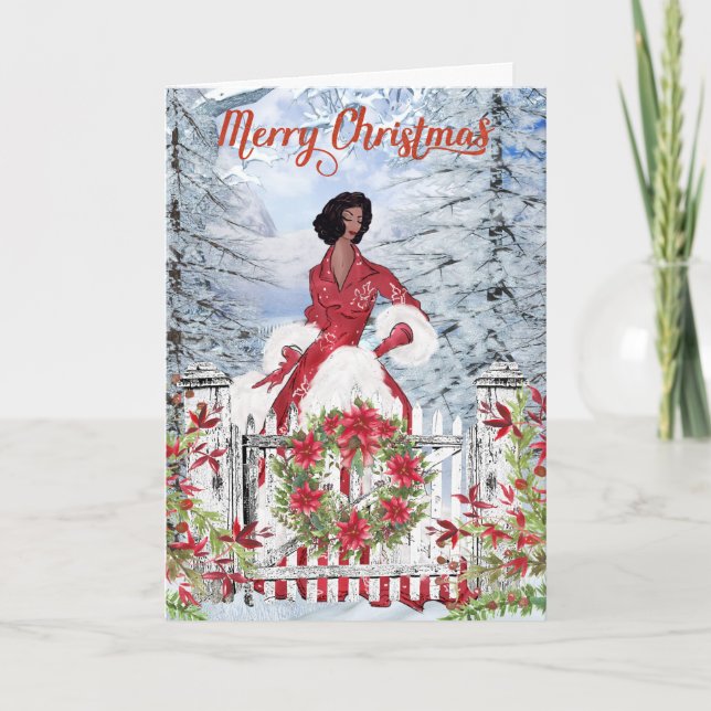Cartão de Natal de Mulher Afro-Americana (Frente)