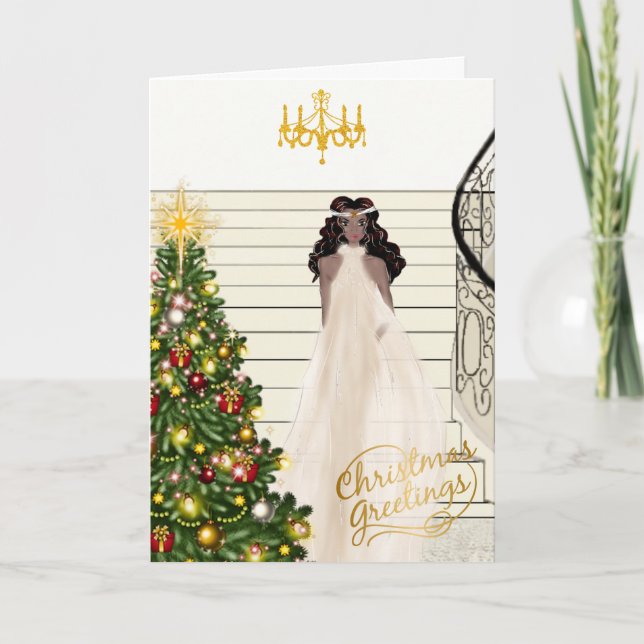 Cartão de Natal de Mulher Afro-Americana (Frente)
