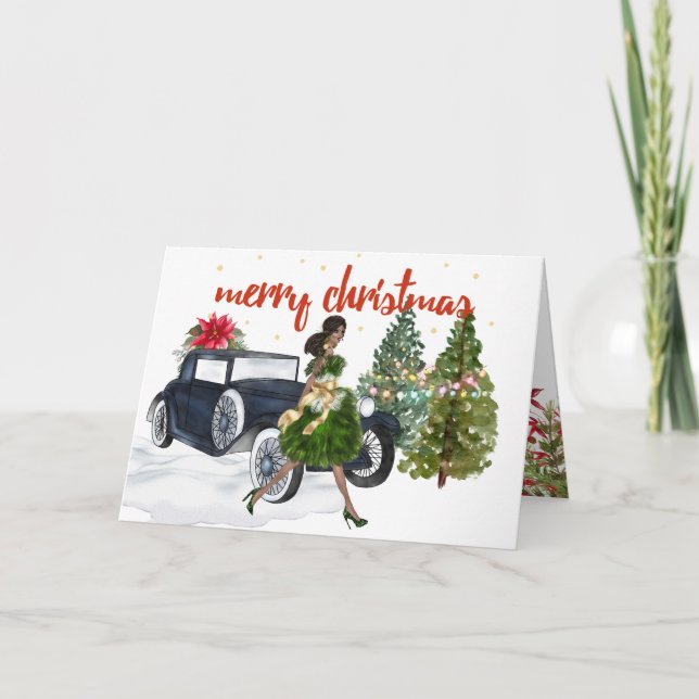 Cartão de Natal de Mulher Afro-Americana (Frente)