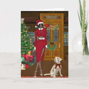 Cartão de Natal de Mulher Afro-Americana Chic