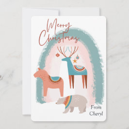 Cartão de Natal de Natal de Férias com Aquarelas