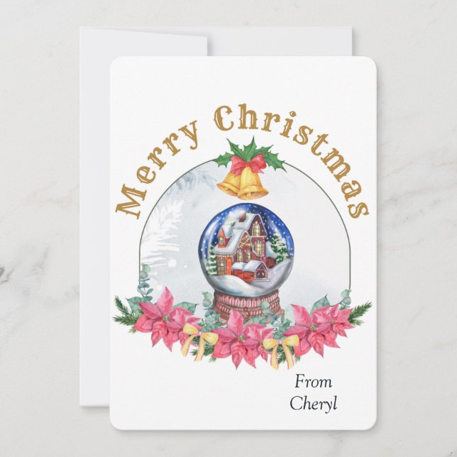 Cartão de Natal de Natal de Férias com Aquarelas (Frente)