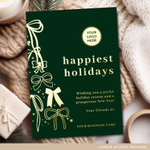 Cartão de Natal de Negócios Dourado Verde Moderno