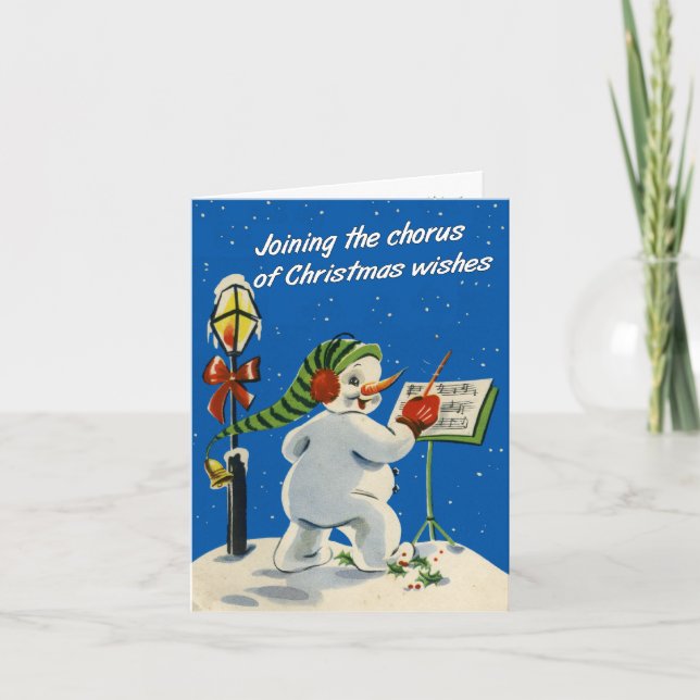 Cartão de Natal De Neve Com Estilo Retroativo (Frente)