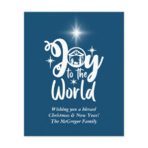 Cartão de Natal de Orçamento Natividade Azul e Bra