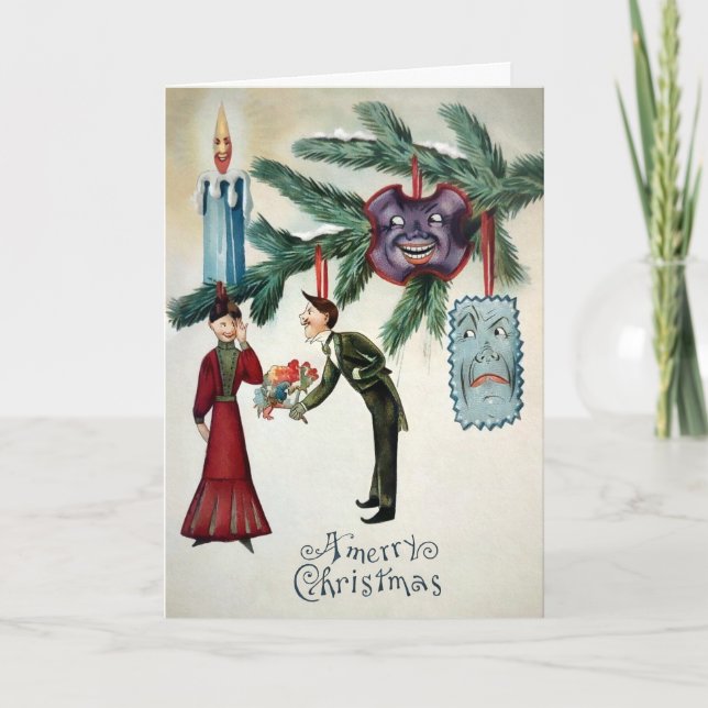 Cartão de Natal de Ornamento de Árvores Vitoriano  (Frente)