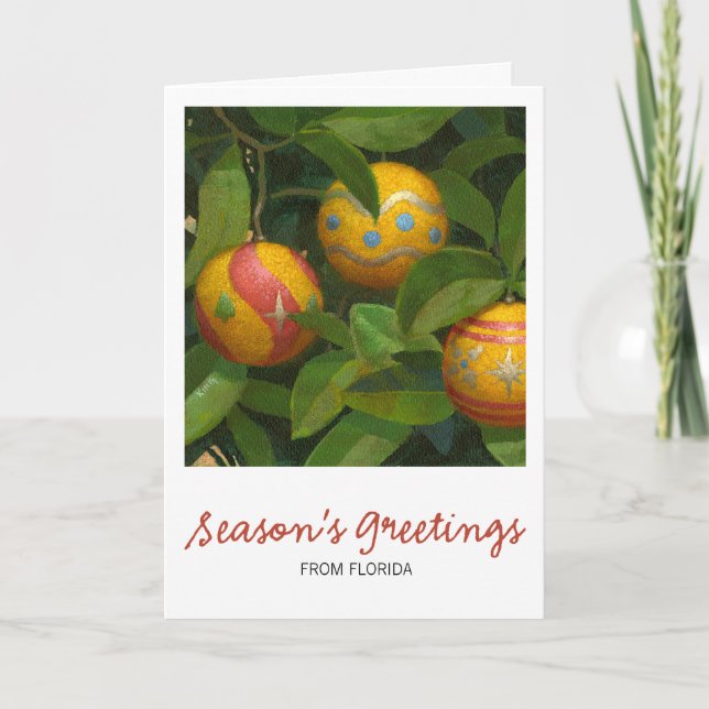 Cartão de Natal de Ornamento Laranja (Frente)