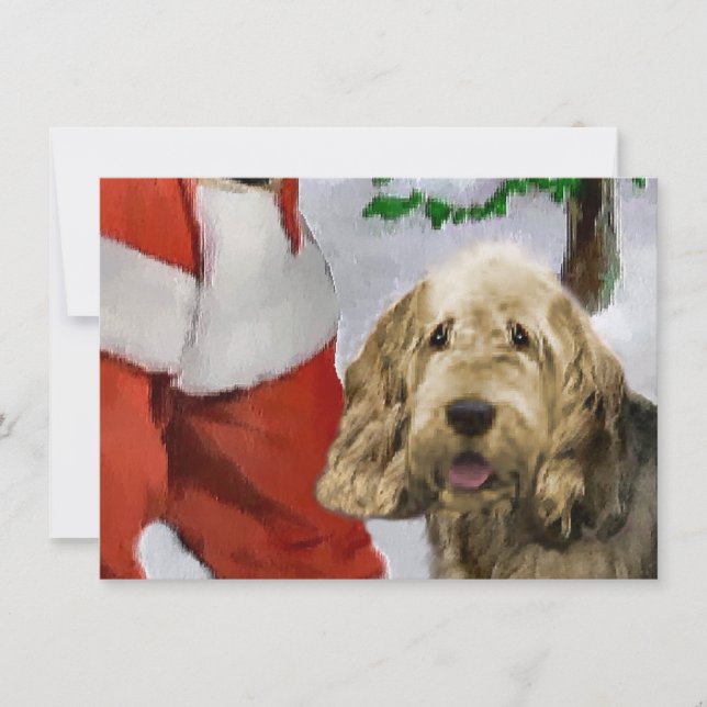 Cartão de Natal de Otterhound e Papai Noel (Frente)