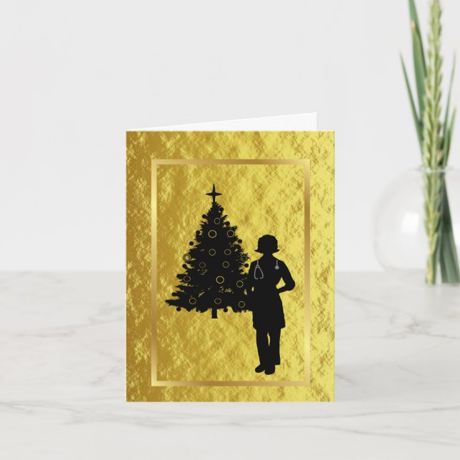 Cartão de Natal de Ouro da doutora Silhouette (Frente)