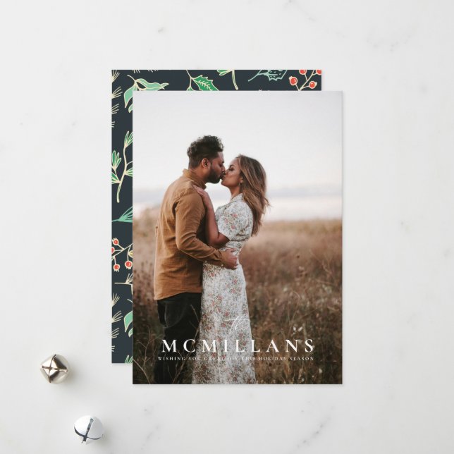 Cartão de Natal de Padrão de Feriado do Sobrenome  (Frente/Verso In Situ)