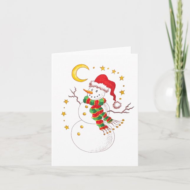 Cartão de Natal de Papai Noel nevado (Frente)