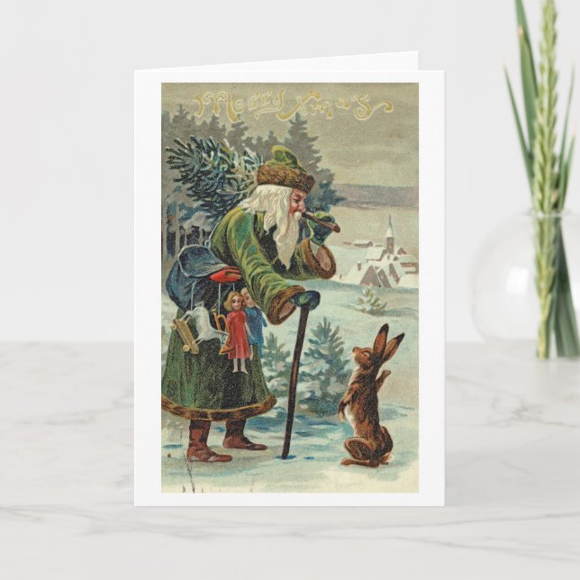 Cartão de Natal de Papai Noel Perguntando o Caminh (Frente)