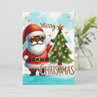 Cartão de Natal de Papais noeis Afro-Americanos