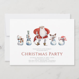 Cartão de natal de papais noeis de aquarela