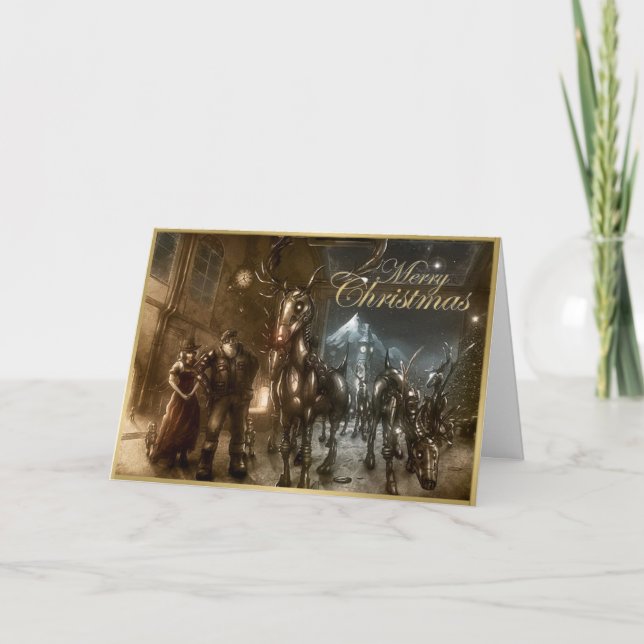 cartão de natal de papais noeis e renas (Frente)