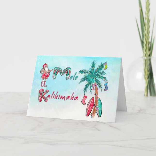 Cartão de Natal de Papais noeis Havaianos (Frente)